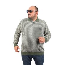 Moc Grande 22714 Haki Büyük Beden Polo Yaka Erkek Sweatshirt