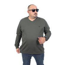 Moc Grande 22720 Double Face Basic V Yaka Haki Erkek Sweatshirt