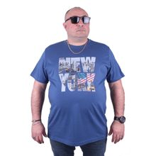 Moc Grande 23129 New York Büyük Beden İndigo Erkek T-shirt