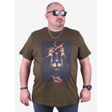 Moc Grande 23138 Baskılı Lion Askeri Yeşil Erkek T-shirt