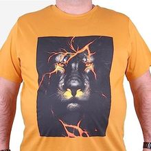 Moc Grande 23138 Lion Büyük Beden Hardal Erkek T-shirt