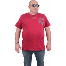 Moc Grande 24130 Büyük Beden Sıfır Yaka Bordo Erkek T-shirt