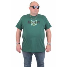 Moc Grande 24131 Be Happy Büyük Beden Sıfır Yaka Haki Erkek T-shirt