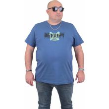 Moc Grande 24131 Be Happy Büyük Beden Sıfır Yaka İndigo Erkek T-shirt
