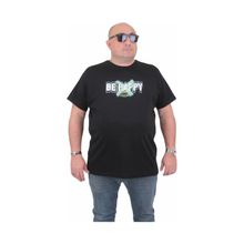 Moc Grande 24131 Be Happy Büyük Beden Sıfır Yaka Siyah Erkek T-shirt