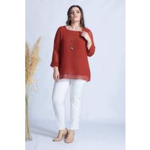 Moda Berray 1934 Tarçın Kolyeli Şifon Büyük Beden Şık Kadın Bluz