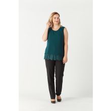 Moda Berray 3207 Yeşil Etek Ucu Dantelli Şifon Büyük Beden Şık Kadın Bluz