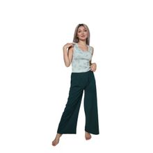 Moda Çizgi 4218 Su Yeşili Kalın Askılı Body Bol Paça 2'li Kadın Pantolon Takım