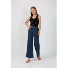 Moda Çizgi 4221 Siyah Kalın Askılı Body Bol Paça 2'li Kadın Pantolon Takım