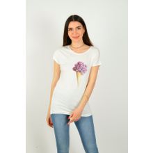 ModaHep Beyaz Baskılı Kadın T-Shirt