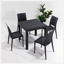 Modalife Rattan Antrasit 80x80 cm Camsız Kolsuz Bahçe Balkon Masa Seti