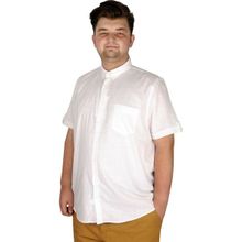 Mode XL 20389 Beyaz Keten Likralı Cepli Erkek Gömlek