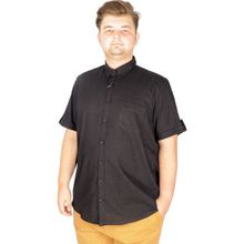 Mode XL 20389 Siyah Keten Likralı Cepli Erkek Gömlek