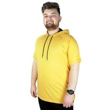 Mode XL 22117 Hardal Kapüşonlu Erkek T-shirt