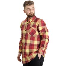 Mode XL 23300 Sarı Ekose Uzun Kollu Erkek Gömlek