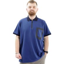 Mode XL U24325 İndigo Polo Yaka Fermuarlı Erkek T-shirt