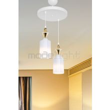 Modelight Akses Beyaz Karo Gold 2'li Opal Camlı Avize
