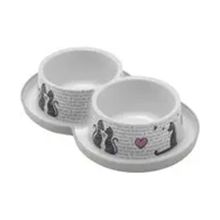 Moderna 2x350 ml Trendy Kedi Figürlü İkili Mama ve Su Kabı