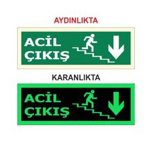 Modülerteknik Fotolümen Levha Acil Çıkış Merdiven 15x30 cm Uyarı Levhası