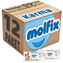 Molfix Ferah Temizlik 6x60 + Yenidoğan 6x50 Karma Set 12 Paket Islak Mendil