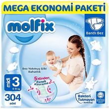Molfix No:3 Midi 304 Adet Bebek Bezi