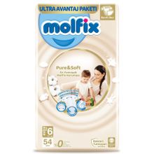 Molfix Pure&Soft No:6 XLarge 54 Adet Bebek Bezi