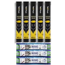 Molly Tavuklu Krema 5x15 gr Sıvı Kedi Ödül Maması + 3'lü Sticks