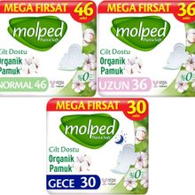 Molped Pure Soft 46 Adet Normal + 36 Adet Uzun + 30 Adet Gece Toplam Hijyenik Ped