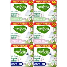 Molped Pure Soft 92 Adet Normal + 72 Adet Uzun + 60 Adet Gece Hijyenik Ped