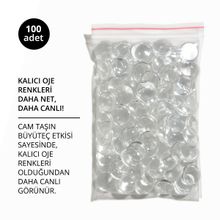 Momo Professional Kalıcı Oval Hafif Yuvarlak Bombeli 100 Adet Oje Kartela İçin Cam Taş