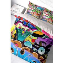 Monohome 37840 Graffiti 3D Pamuk Saten Çift Kişilik 200x220 cm Nevresim Takımı