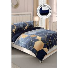 Monohome Arty Blue 3D Pamuk Saten Çift Kişilik Nevresim Takımı