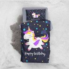 Monohome Black Unicorn 3D Pamuk Saten Renkli Bebek 100x150 cm Nevresim Takımı