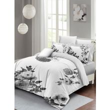 Monohome Black White Flower 3D Pamuk Saten Çift Kişilik Nevresim Takım