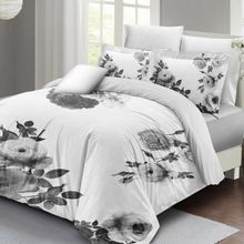 Monohome Black White Flower 3D Pamuk Saten Çift Kişilik Nevresim Takımı