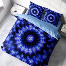 Monohome Blue Damask 3D Pamuk Saten Renkli Çift Kişilik 200x220 cm Nevresim Takımı