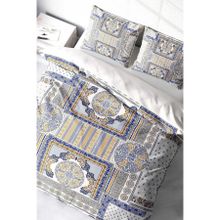 Monohome Blue Patchwork 3d Pamuk Saten Çift Kişilik Nevresim Takımı