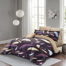 Monohome Colorful Feather 3D Pamuk Saten Çift Kişilik Nevresim Takımı