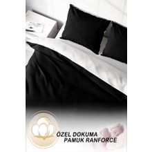 Monohome Deluxe Çift Taraflı Pamuk Ranforce Siyah Beyaz 200x220 cm Çift Kişilik Nevresim Takımı