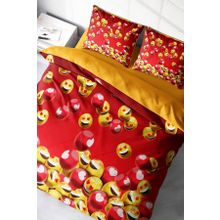 Monohome Emoji In Red 3D Pamuk Saten Çift Kişilik 200x220 cm Nevresim Takımı