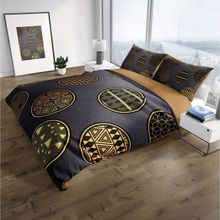 Monohome Gold Black Circle 3D Renkli Çift Kişilik 200x220 cm Nevresim Takımı