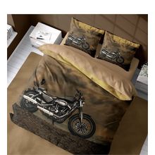 Monohome Motorcycles 3D Pamuk Saten Renkli Çift Kişilik 200x220 cm Nevresim Takımı
