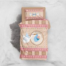 Monohome Pink & Brown 3D Pamuk Saten Renkli Bebek 100x150 cm Nevresim Takımı