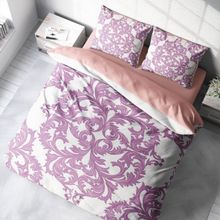 Monohome Pink Damask 3D Pamuk Saten Renkli Çift Kişilik 200x220 cm Nevresim Takımı