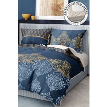 Monohome Premium Damask Luxury 3d Pamuk Saten Blue Çift Kişilik Nevresim Takımı