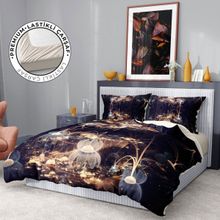 Monohome Premium Luxury 3d Pamuk Saten Brown Lotus Çift Kişilik Nevresim Takımı
