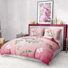 Monohome Premium Luxury 3D Saten Pamuk Pink Rose Çift Kişilik Nevresim Takımı