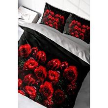 Monohome Red Black Roses 3D Renkli Çift Kişilik 200x220 cm Nevresim Takımı