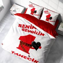 Monohome Sevgililer Günü Pamuk Saten Birtanem Beyaz 200x220 cm Çift Kişilik Nevresim Takımı