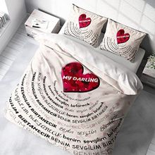 Monohome Sevgililer Günü Pamuk Saten Birtanem Kırmızı 200x220 cm Çift Kişilik Nevresim Takımı